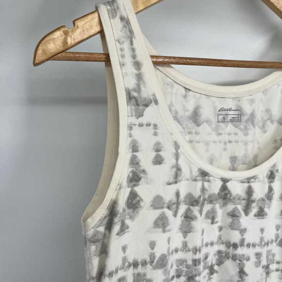 Eddie Bauer Womens Tank Top Beige Cream Grey Tie Dye Geometric Print Size L - Picture 2 of 7